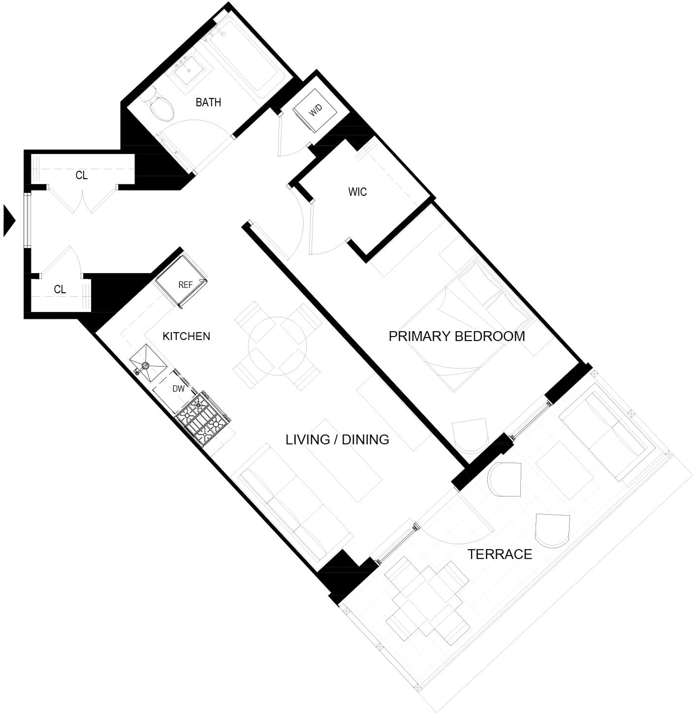 Floor plan layout diagram for 201
