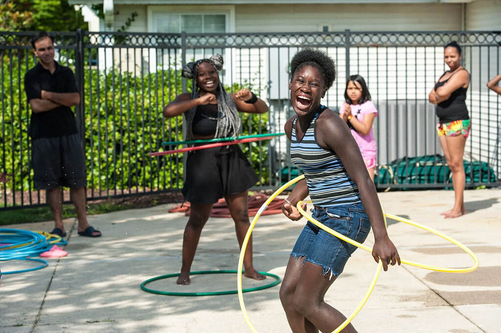Enjoy fun amenities like the pool and surrounding grilling area.