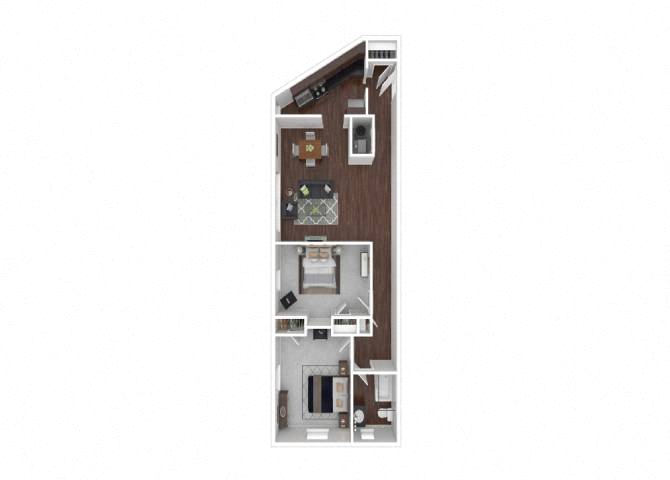 a small apartment with a wood floor and a balcony,a floor plan of a small apartment