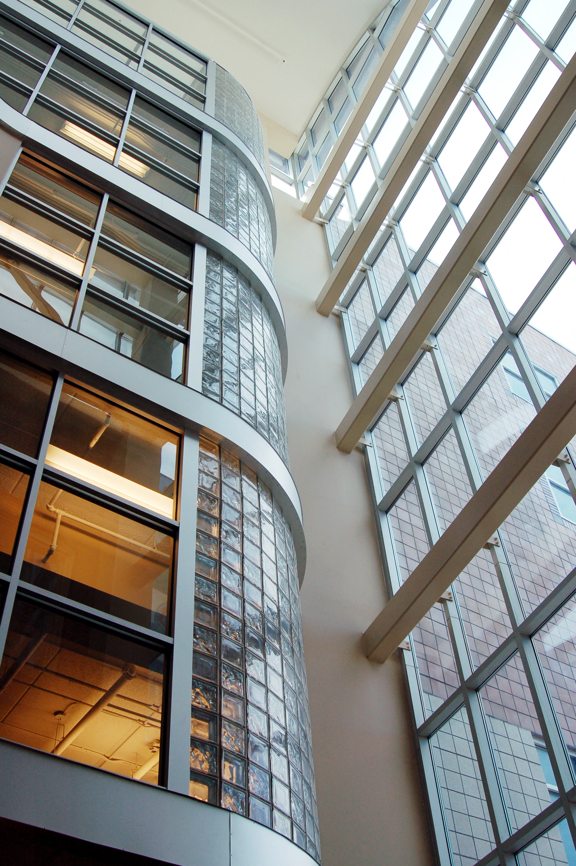 Interior apartment building wall of windows
