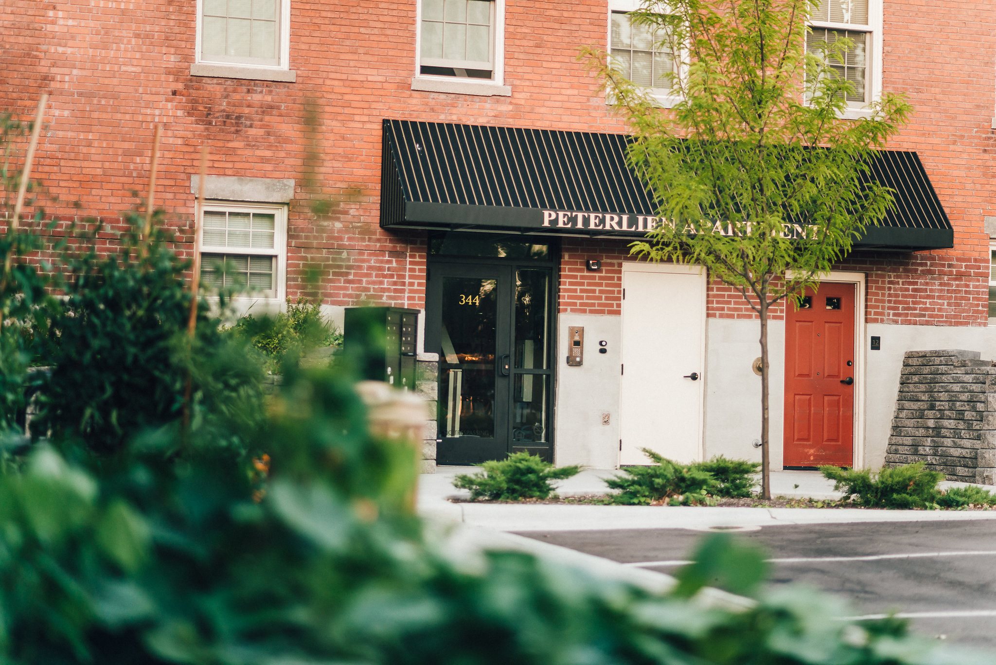 front entrance to historic apartment building