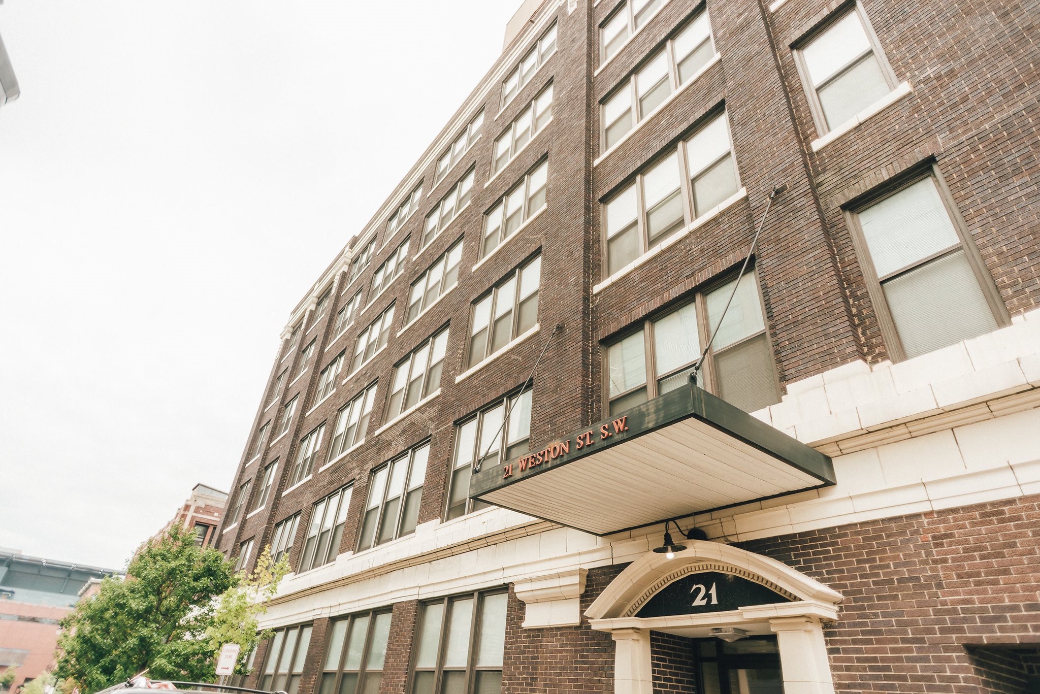 Exterior of historic apartment building