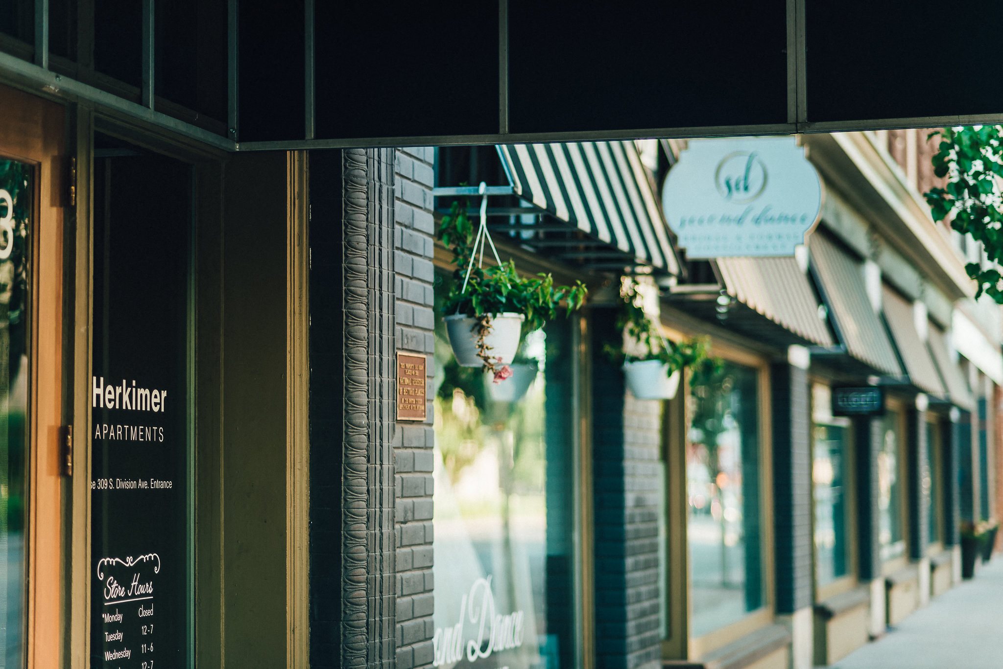 front entrance to historic apartment building