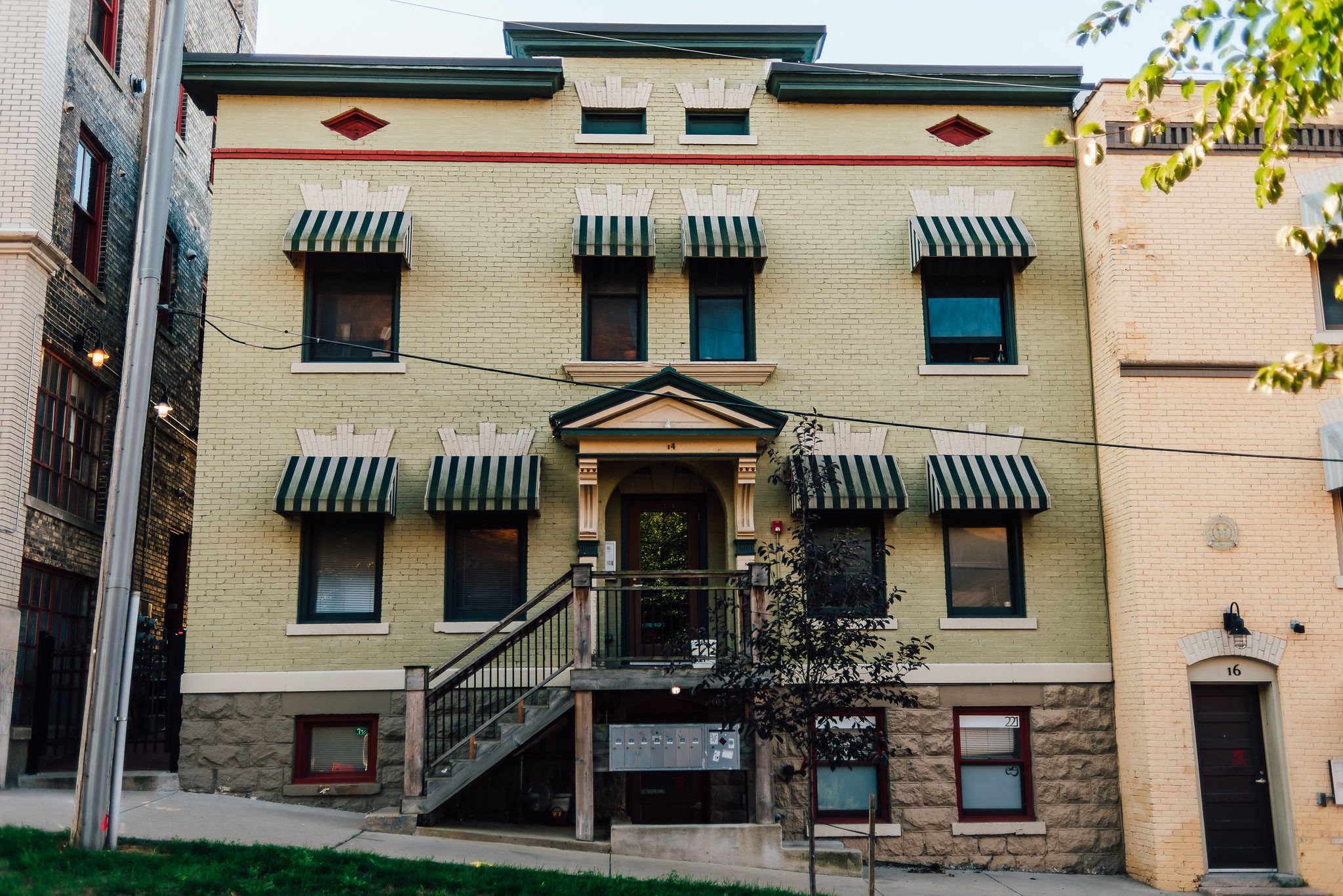 entrance to historic apartment building