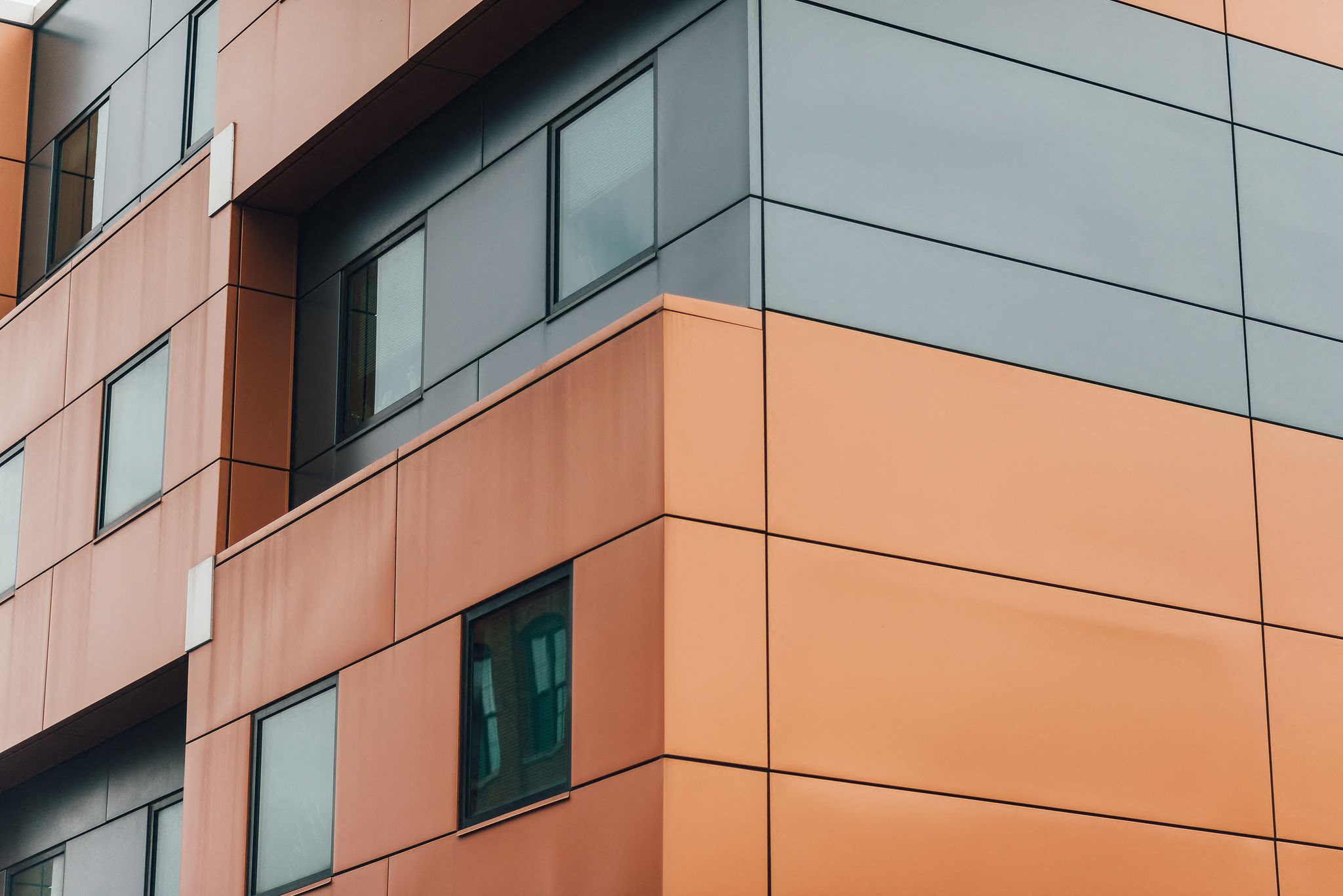 modern cubed building angle