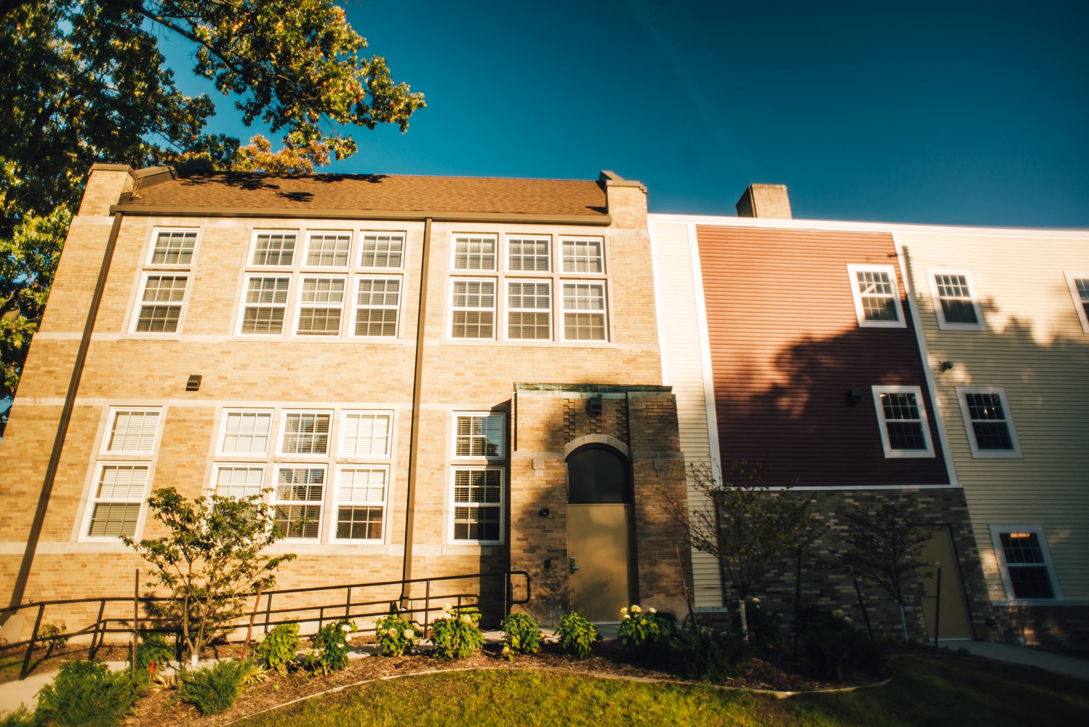 Exterior of historic apartment building