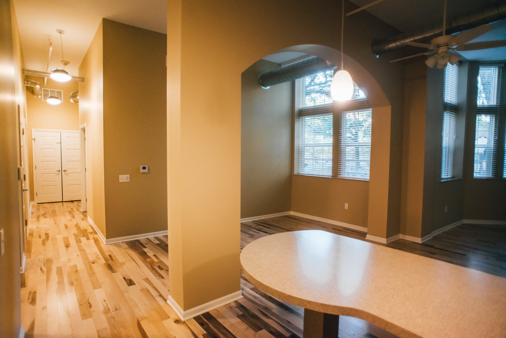 open concept living and kitchen area