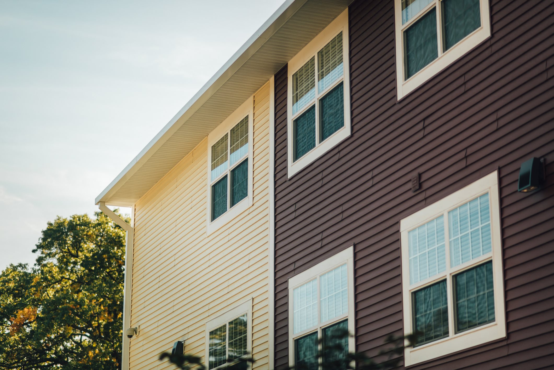 apartment community multi colored buildings
