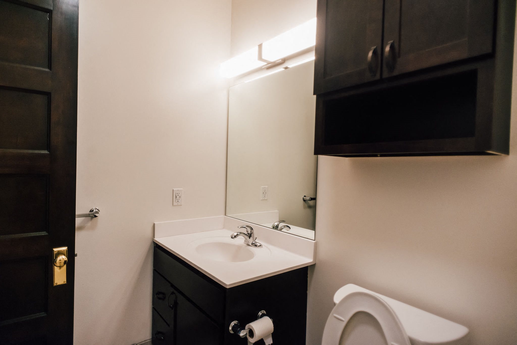 modern bathroom dark cabinet