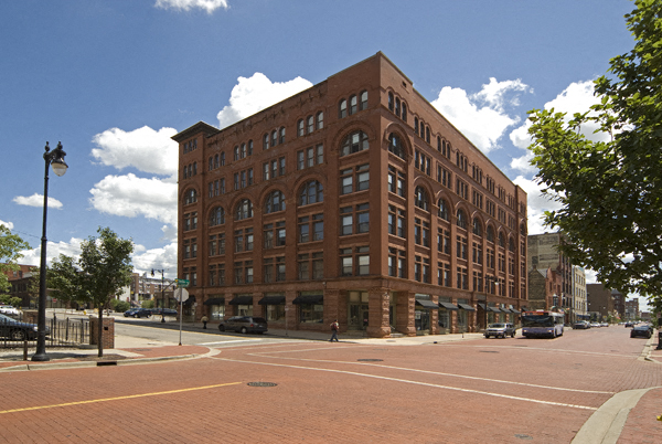 Exterior of historic apartment building