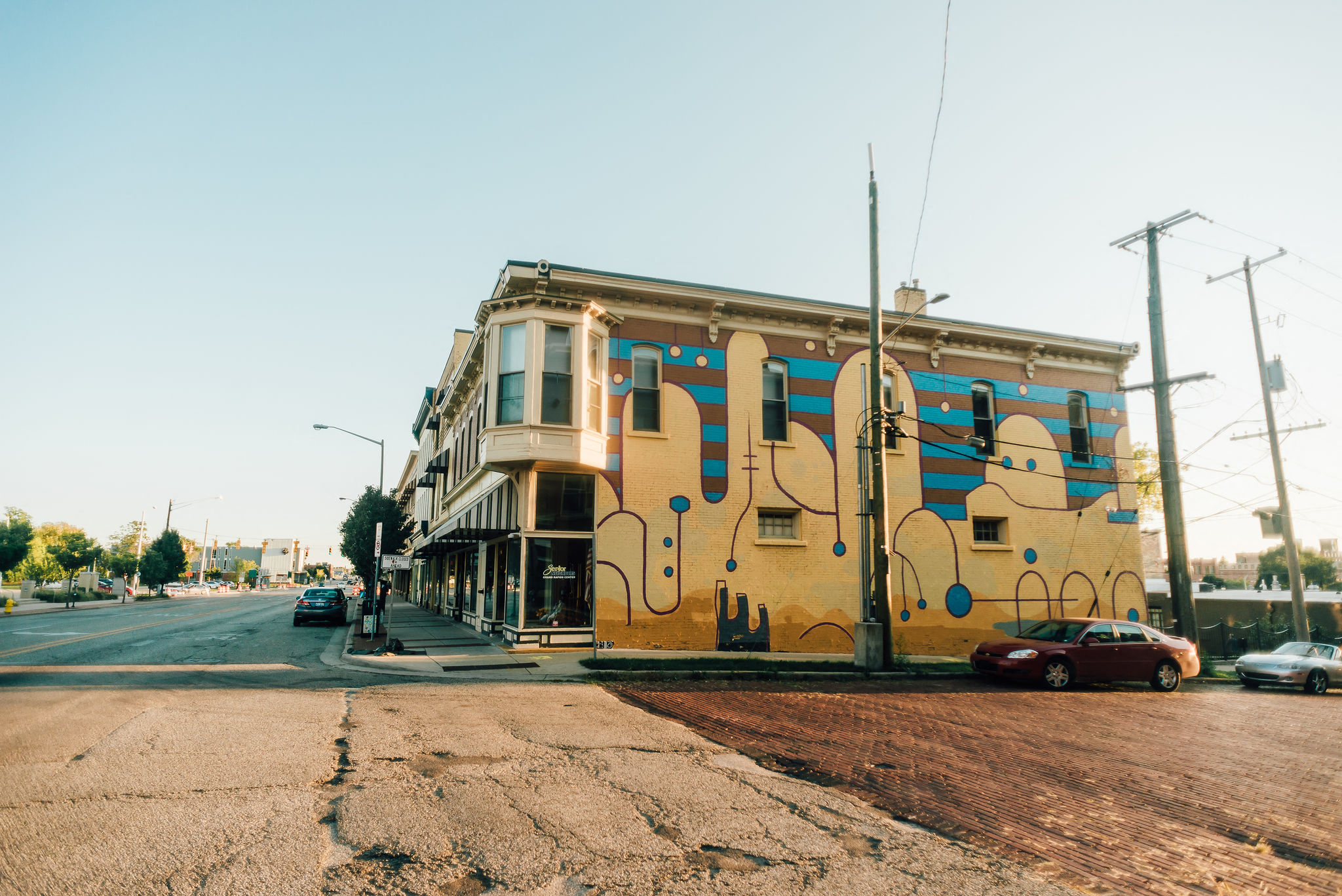 historic building with mural downtown