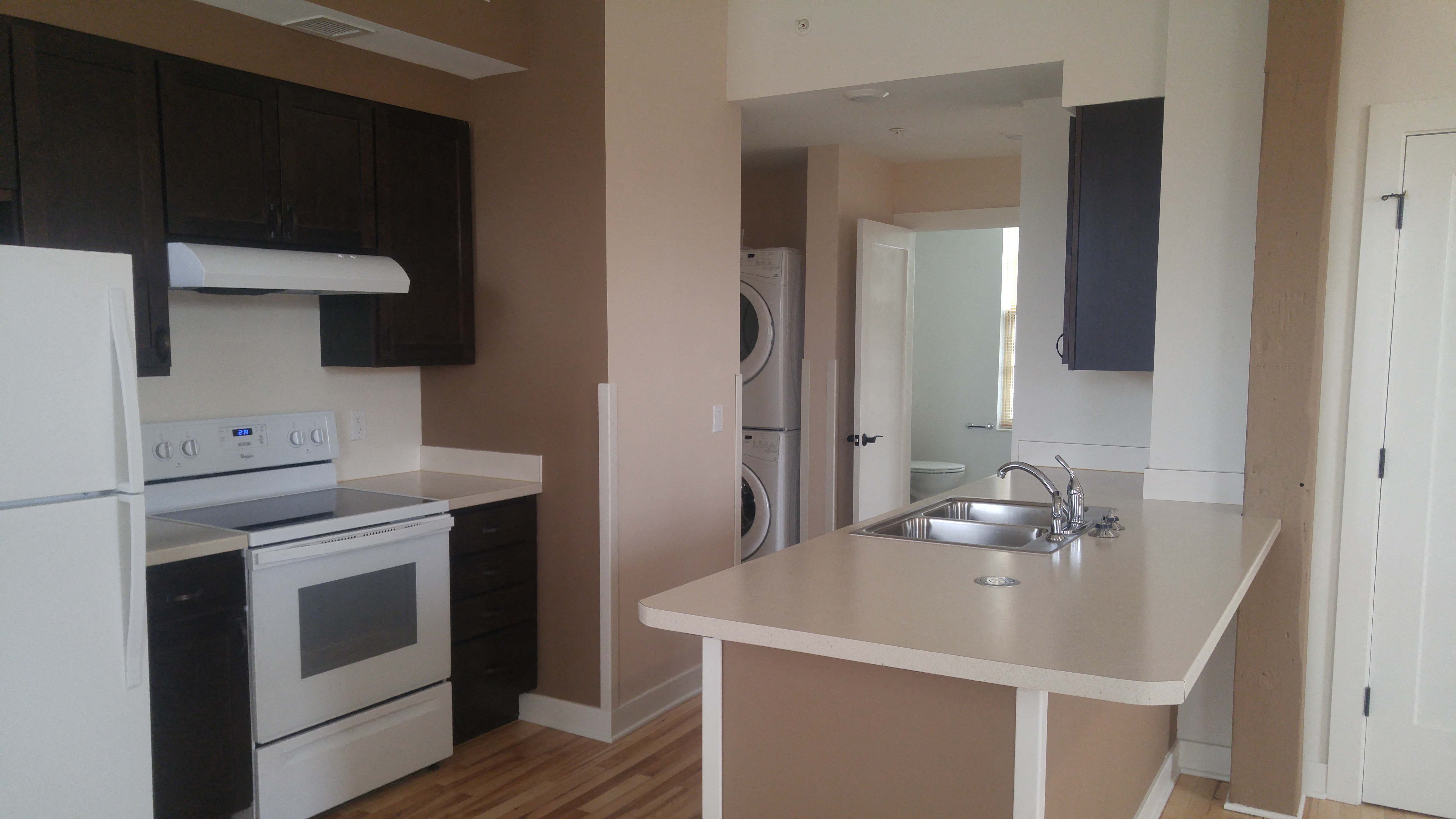 kitchen in downtown apartment buidling