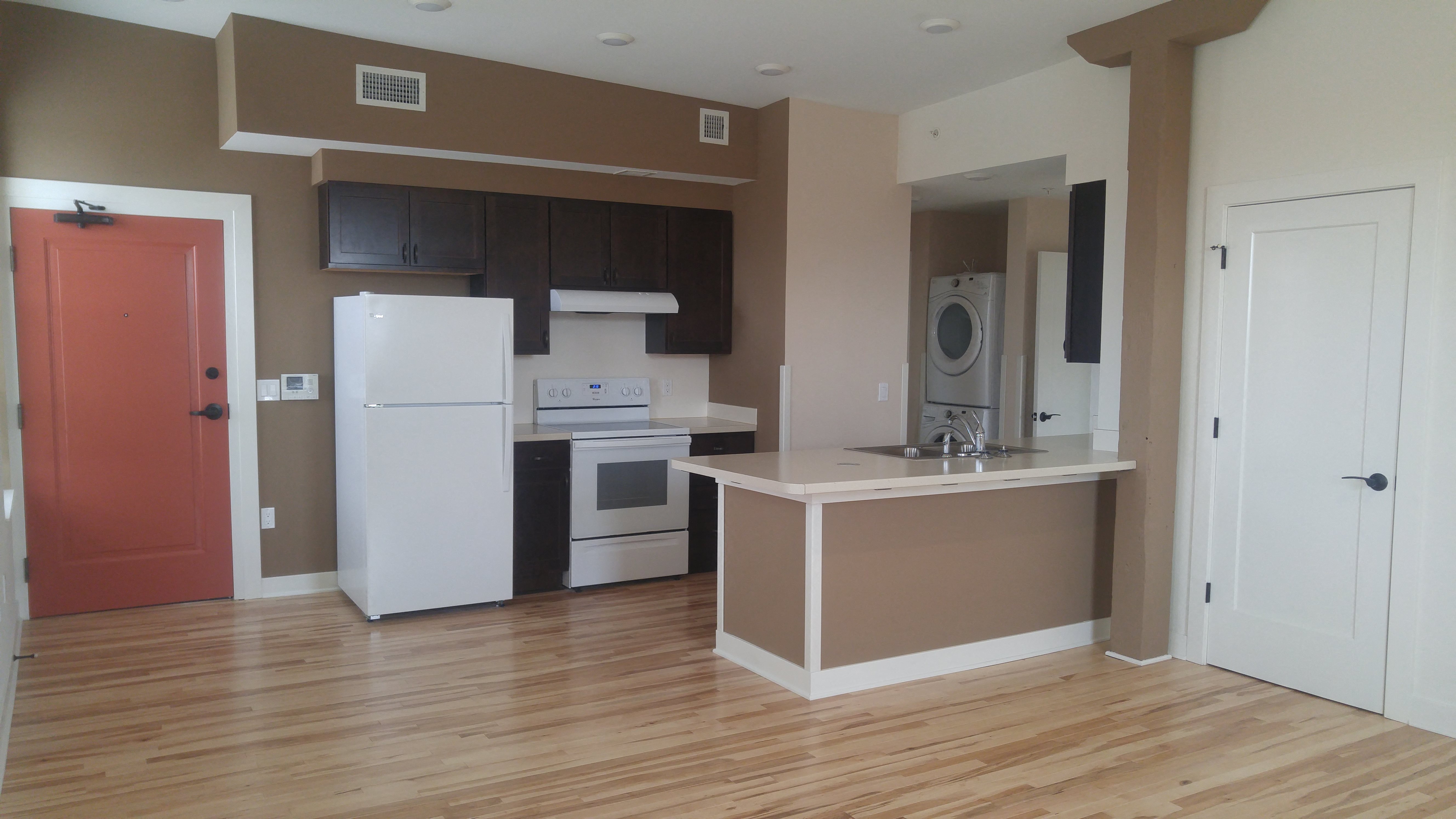 open concept living and kitchen area