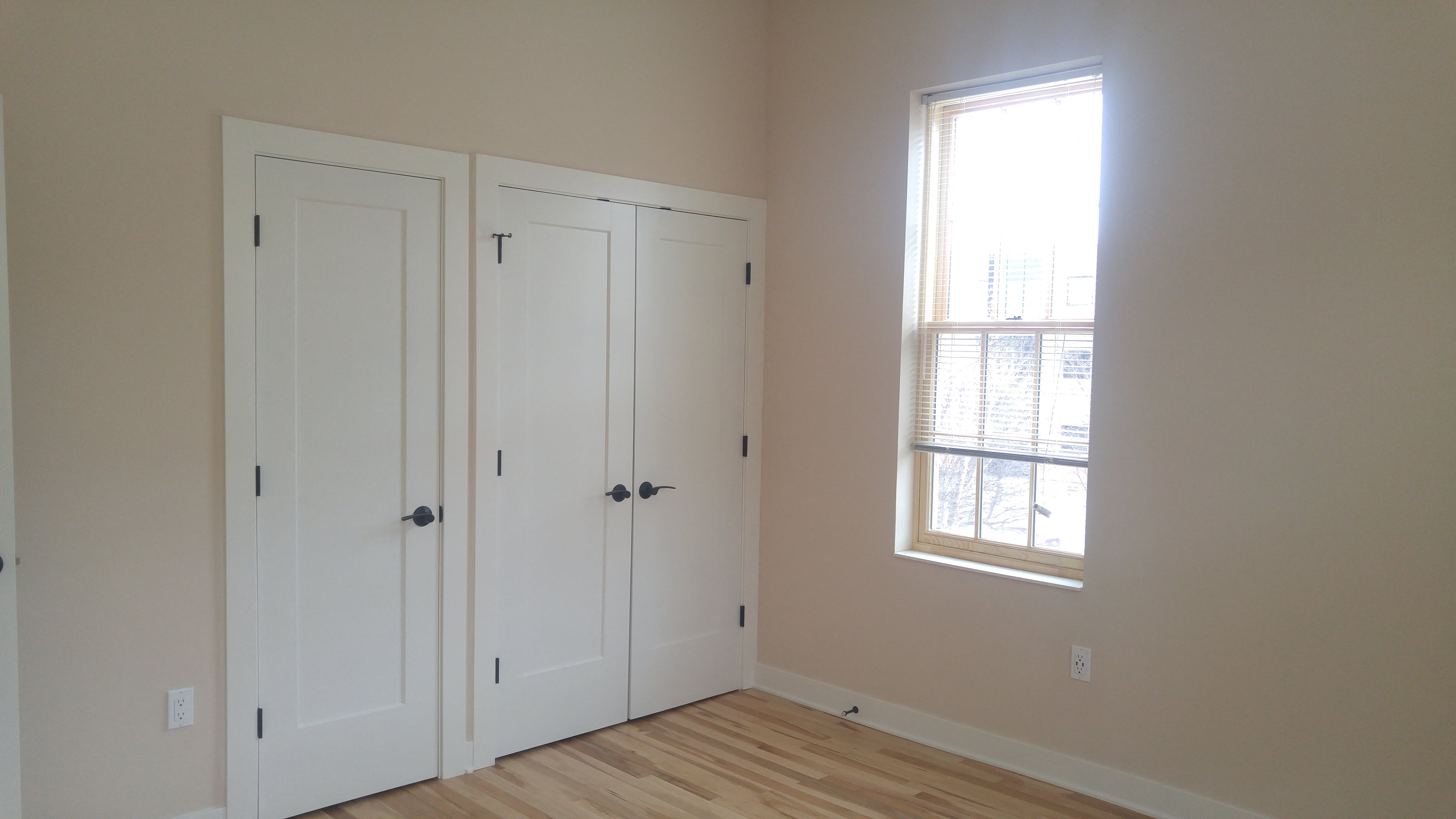 bedroom with multiple closets