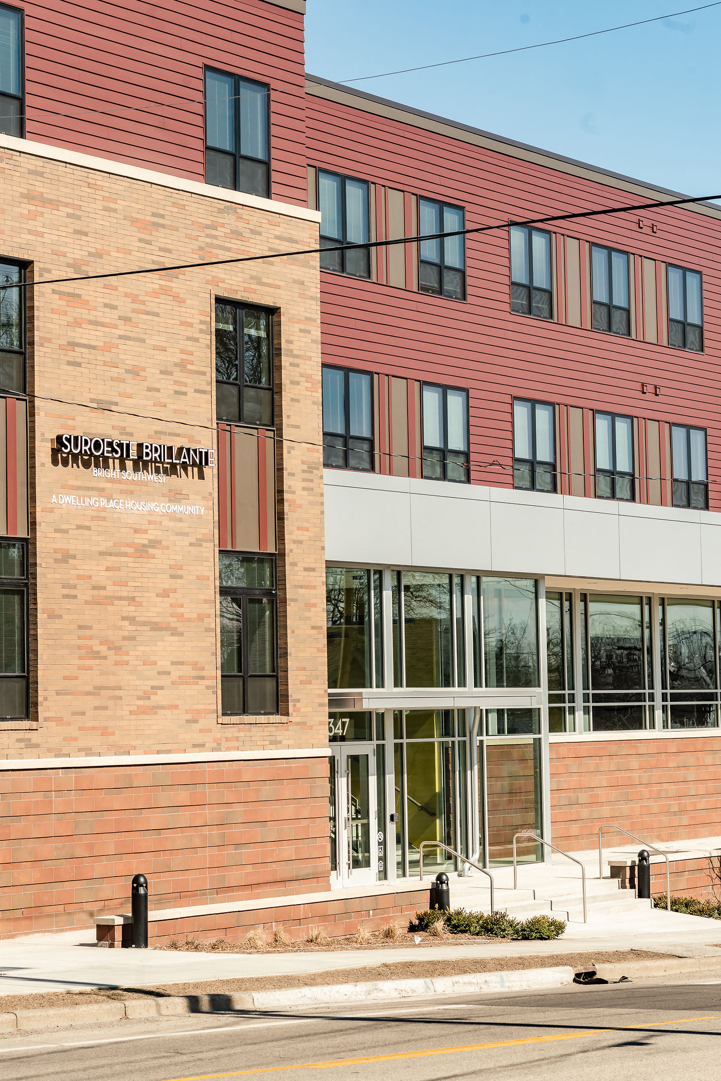 brick building blue skey