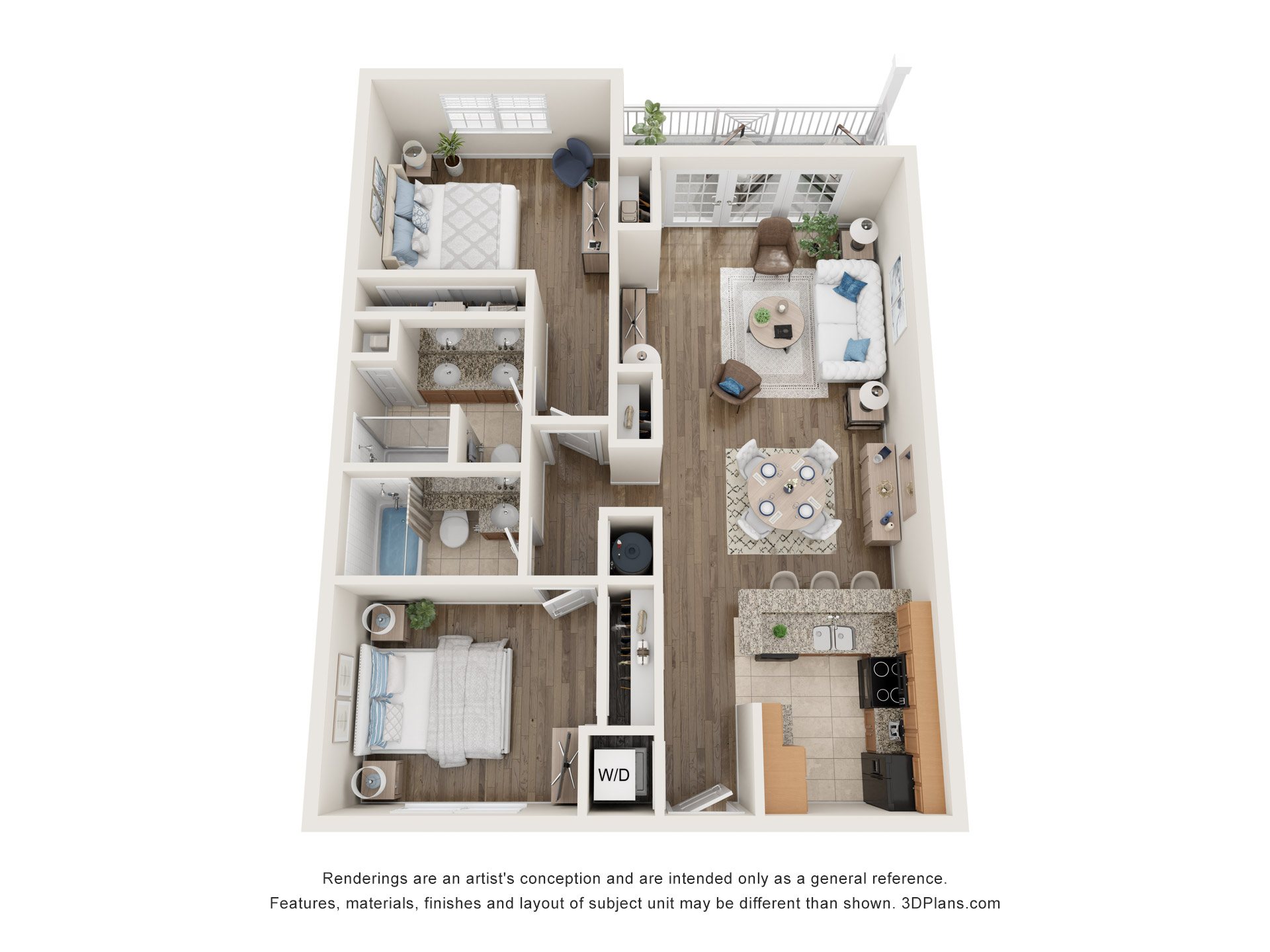 a 3 bedroom floor plan with a bedroom and a living room