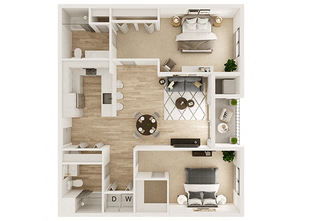 Two Bed Two Bath 2 floor plan