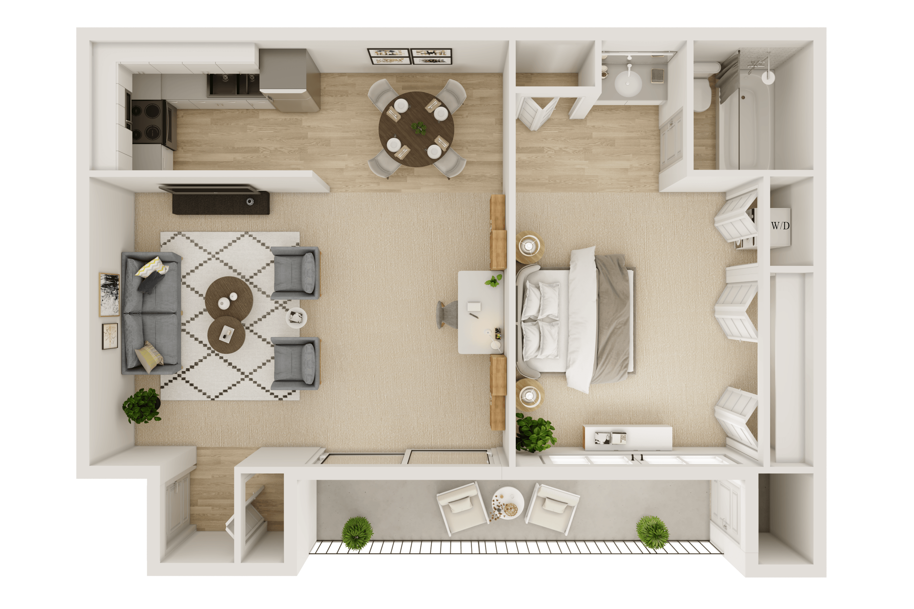 1 Bedroom, 1 Bath (A) floor plan