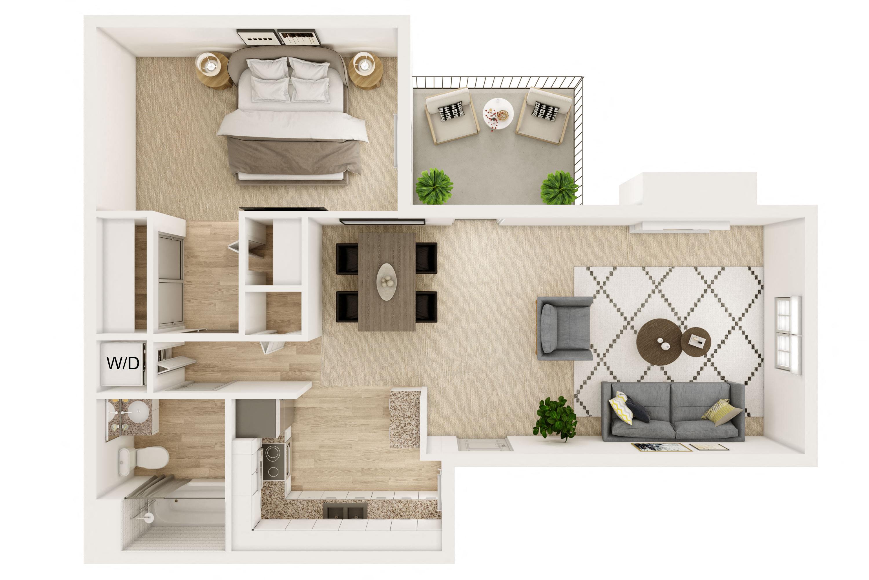 1B1B floor plan