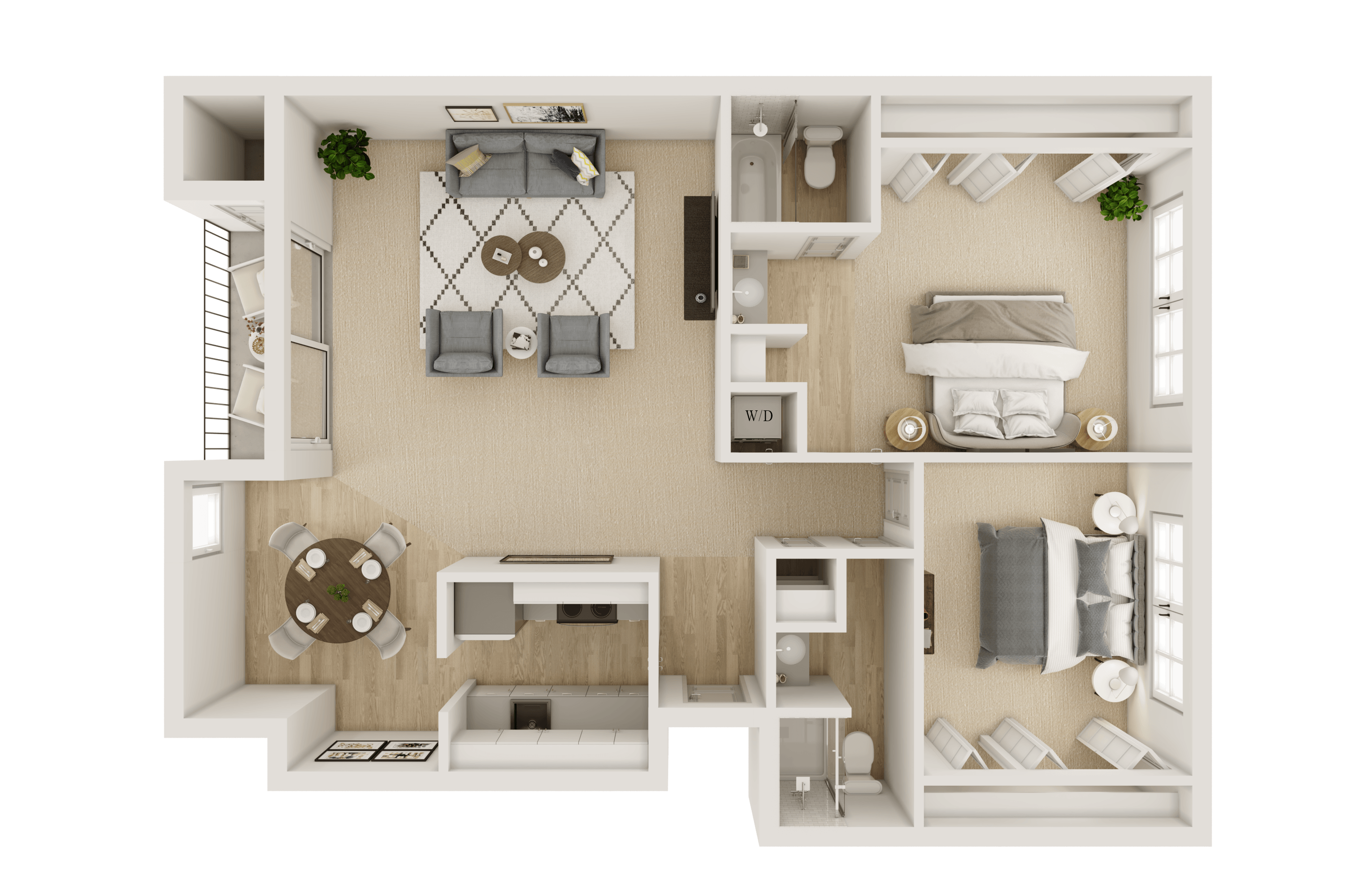 2 Bedroom, 2 Bath floor plan