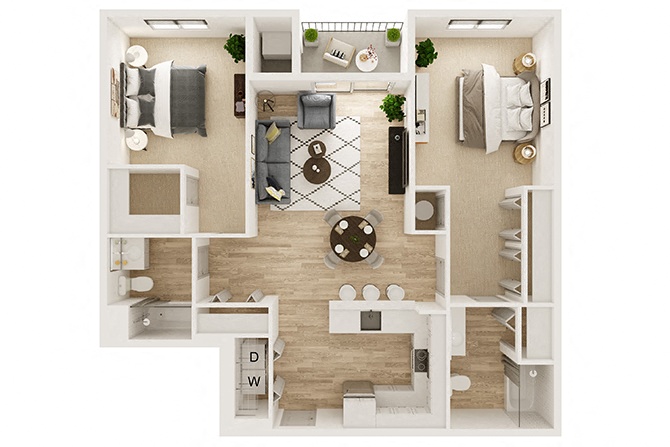 Two Bedroom Two Bath 2A floor plan