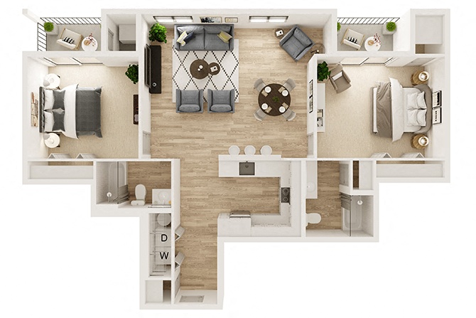 Two Bedroom Two Bath 2F floor plan