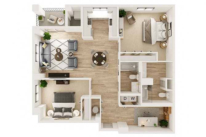 Two Bedroom Two Bath 3 floor plan