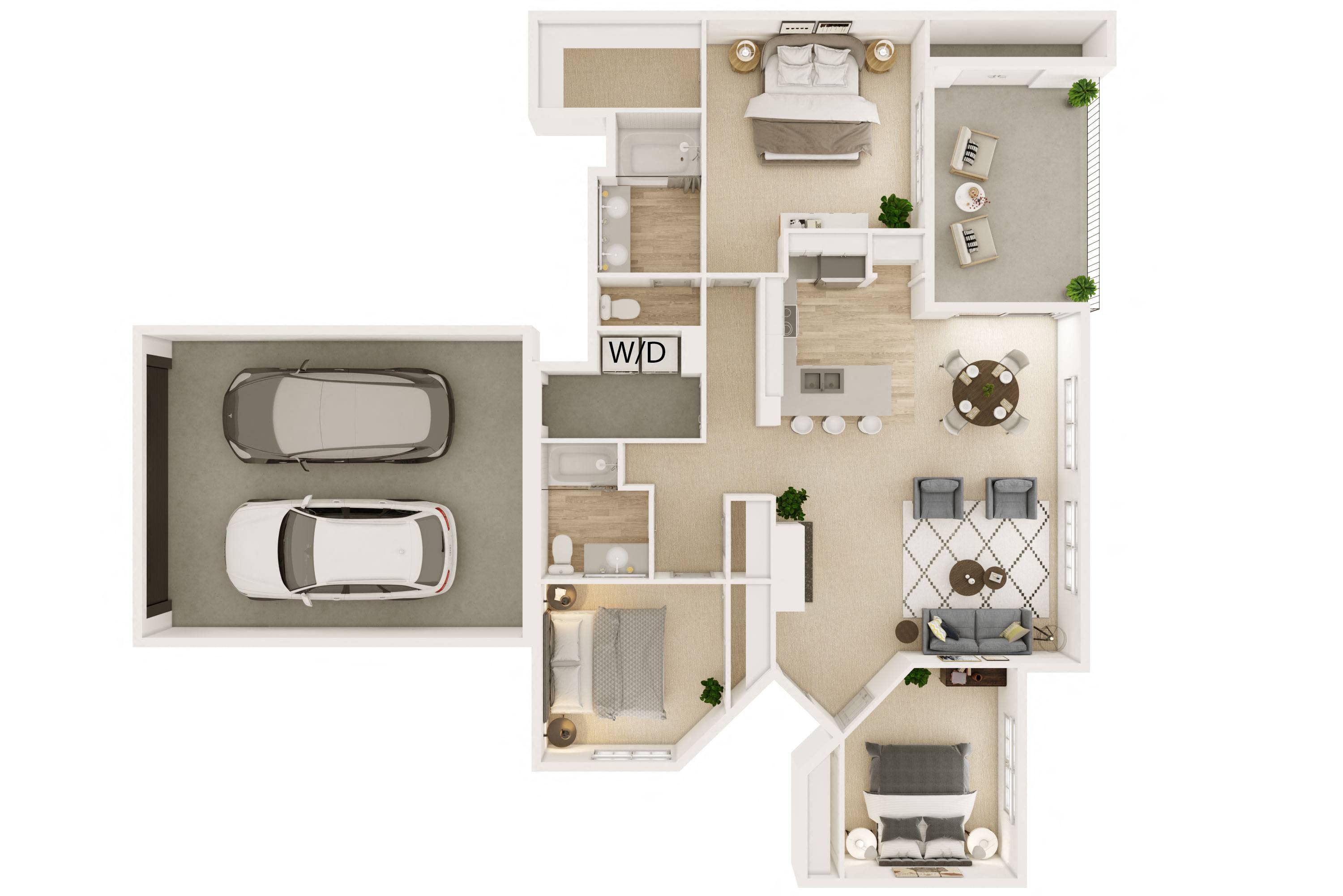 3 Bedroom 2 Bath A Renovated floor plan