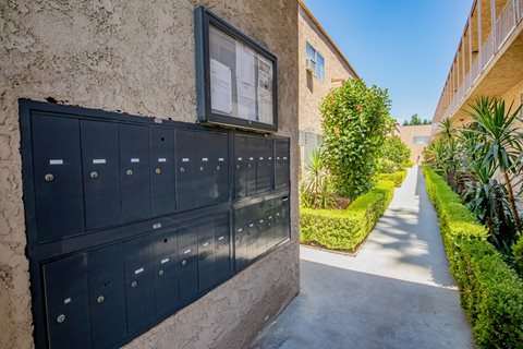 the building in which the villa is located has a large black garage door