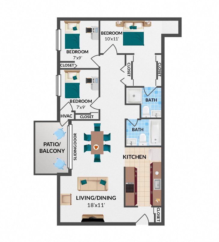 3 Bedroom Floorplan Layout