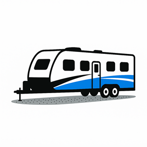 Illustration of a travel trailer RV.