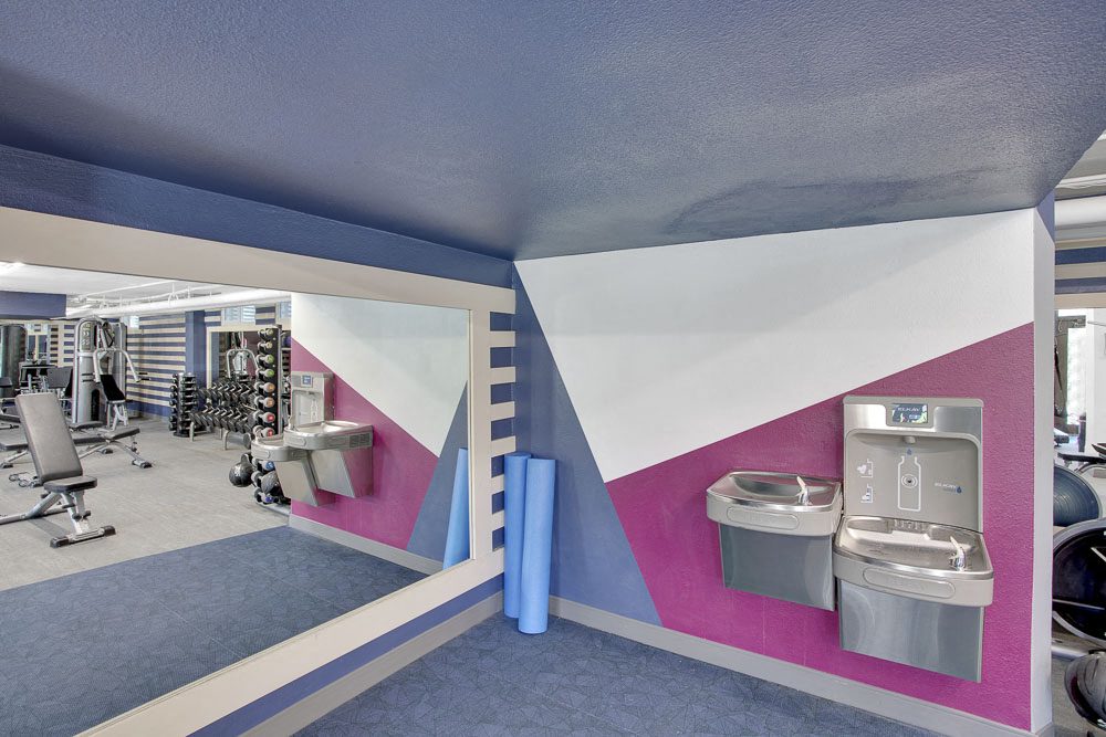 Water fountains in the new fitness center