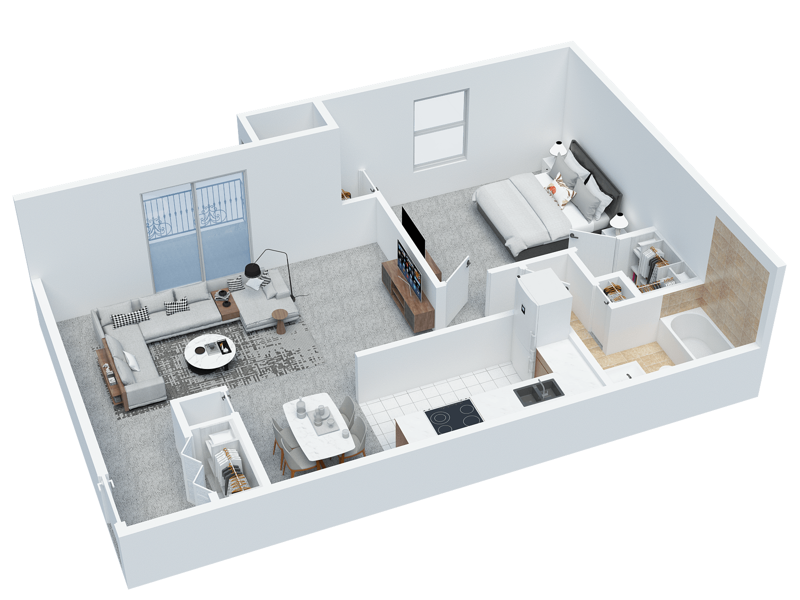 2 BD 1 BA Garden Sample
