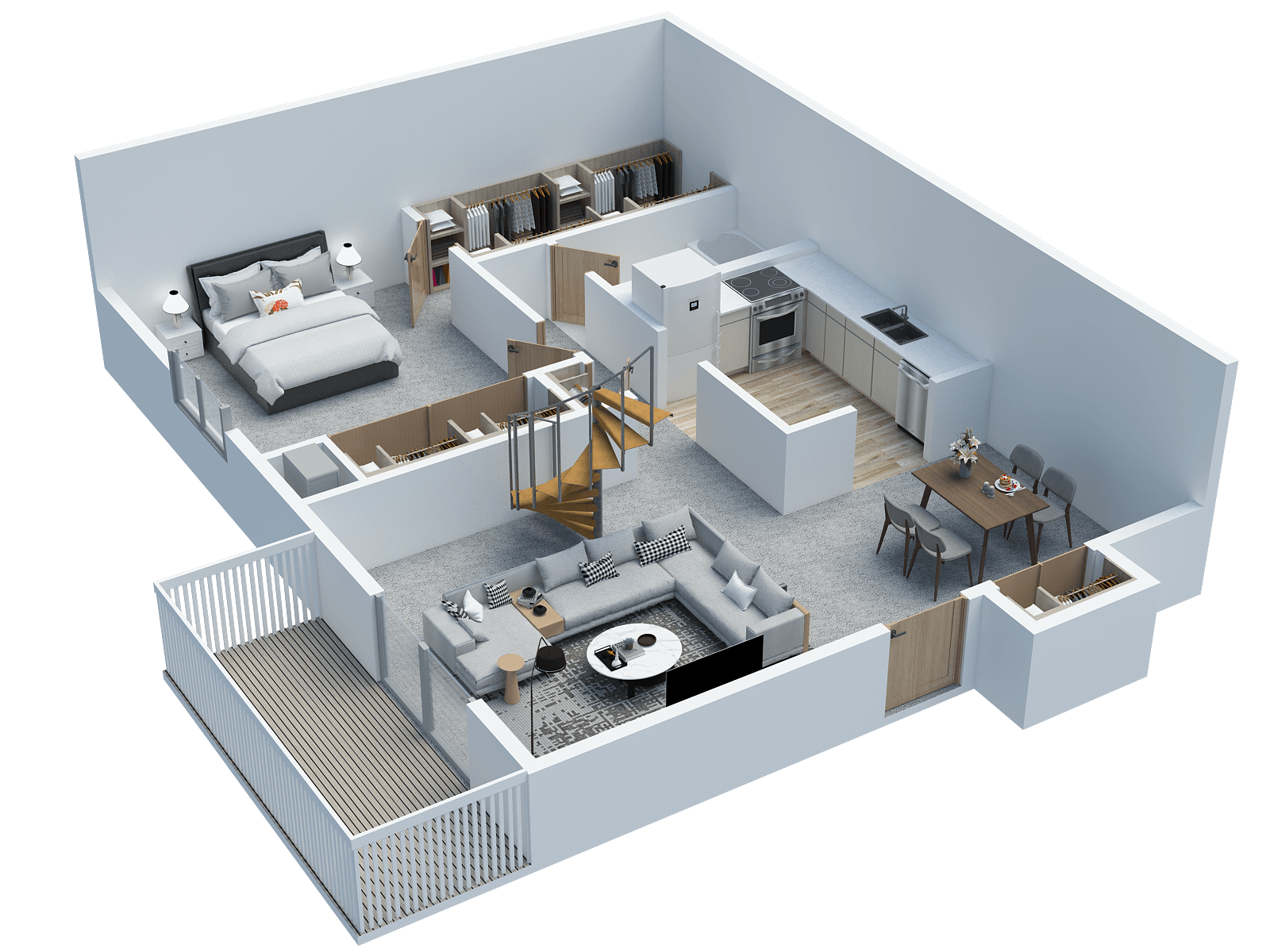 PR 1 BD 1 BA Loft - Level 1,PR 1 BD 1 BA Loft - Level 2