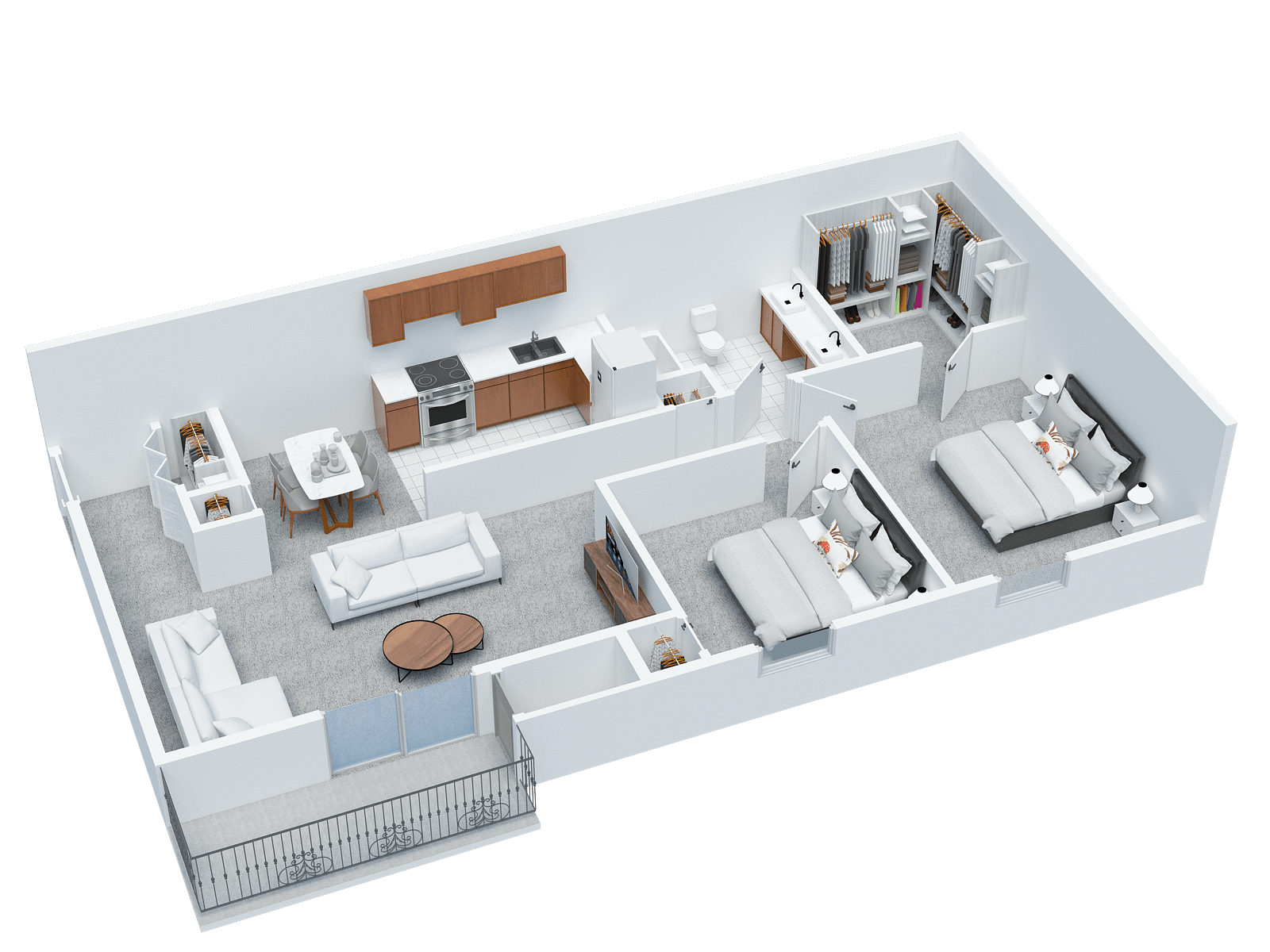 2 BD 1 BA Garden Sample
