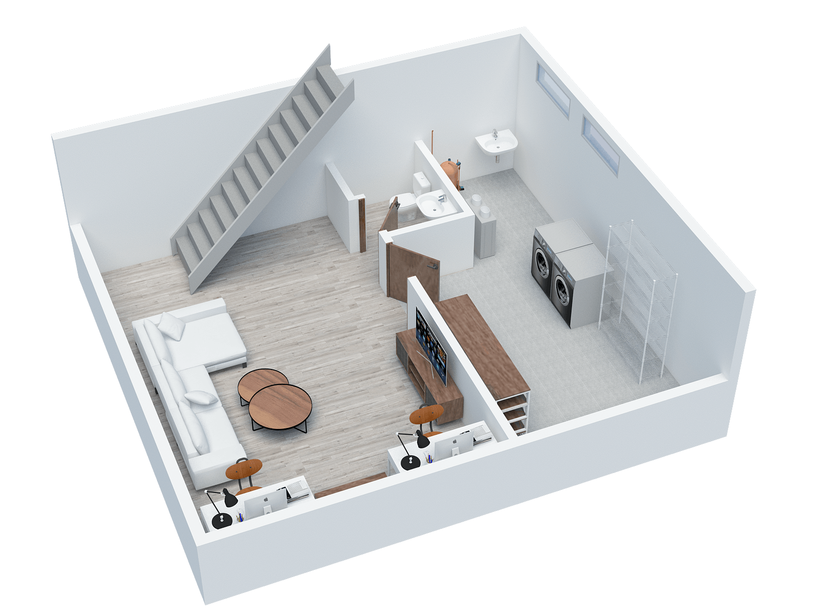 2 BD 1.5 BA Townhouse Sample - Lower Level,2 BD 1.5 BA Townhouse Sample - Main Level,2 BD 1.5 BA Townhouse Sample - Upper Level