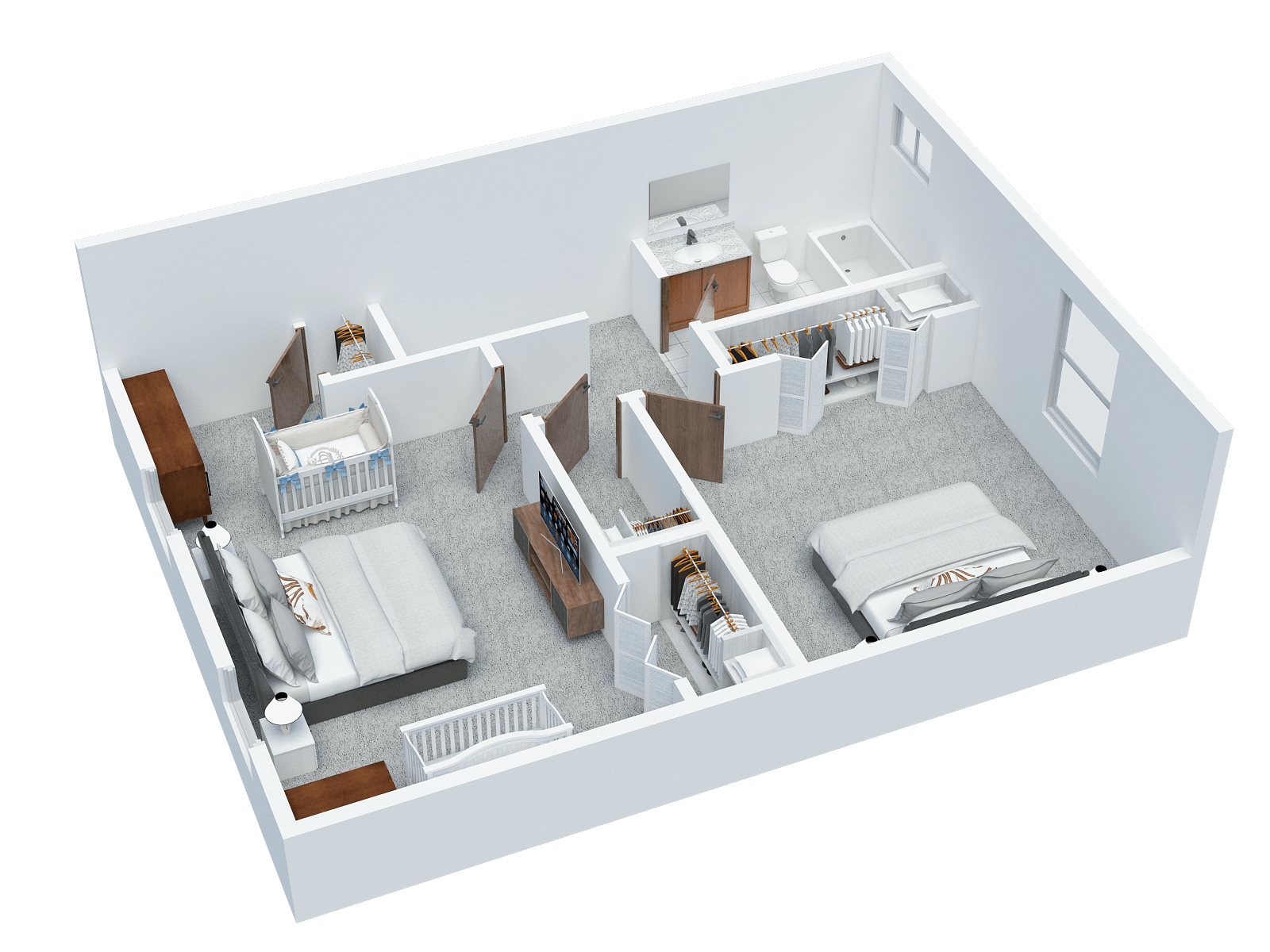 2 BD 1.5 BA Townhouse Sample - Lower Level,2 BD 1.5 BA Townhouse Sample - Main Level,2 BD 1.5 BA Townhouse Sample - Upper Level