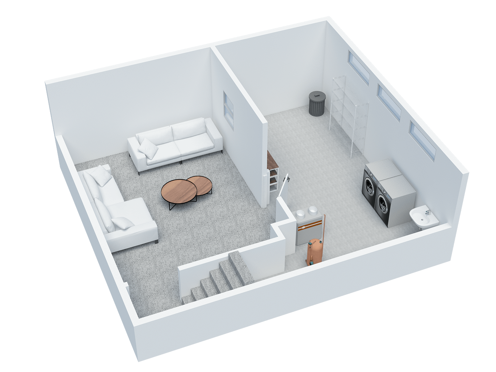 3 BA 1 BA Duplex Sample - Unfinished Lower Level,3 BA 1 BA Duplex Sample - Main Level,3 BA 1 BA Duplex Sample - Upper Level