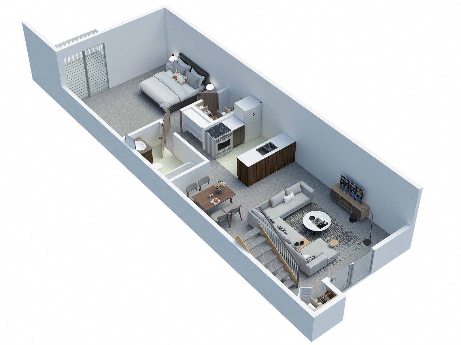 2 Bdrm 1 Bath Loft - Level 1,2 Bdrm 1 Bath Loft - Level 2