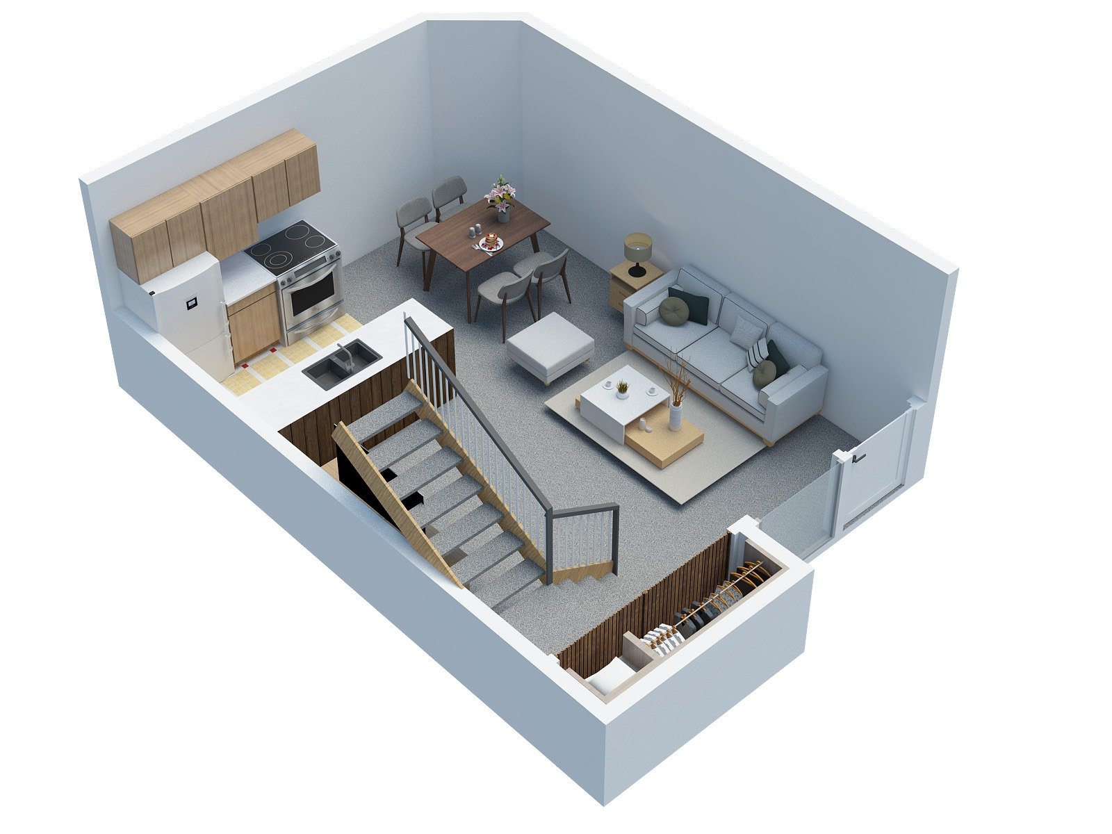 1 Bdrm 1 Bath Loft - Level 1,1 Bdrm 1 Bath Loft - Level 2