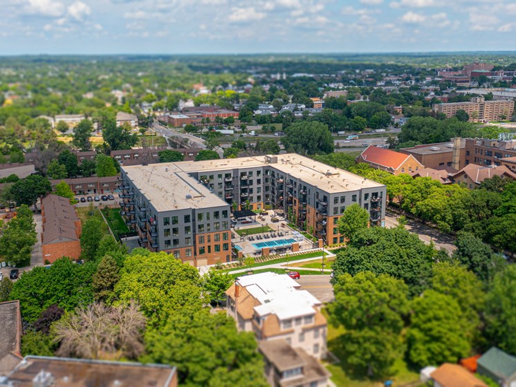 Drone View Of Community at The Hill Apartments, Saint Paul, MN