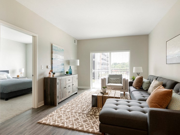 Living and master bedroom at The Liberty Townhomes in Golden Valley, MN, 55427