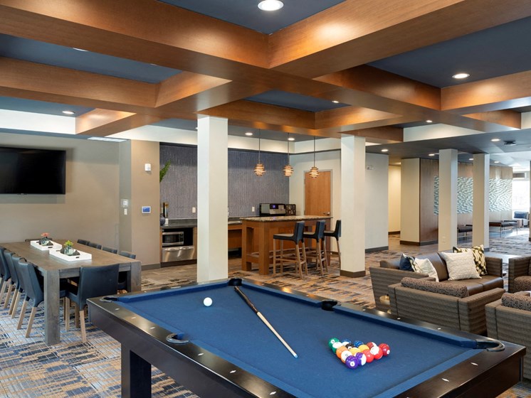 Pooltable in clubroom at The Liberty Apartments in Golden Valley. MN