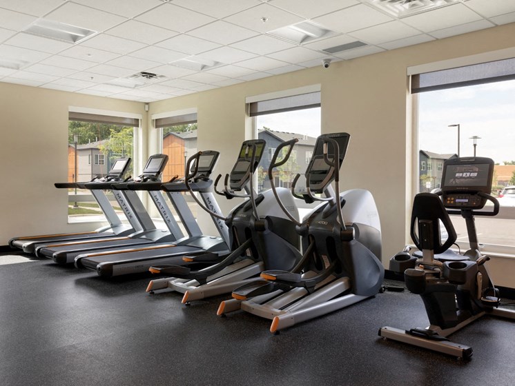 Cardio equipment in the fitness center at The Liberty Apartments in Golden Valley