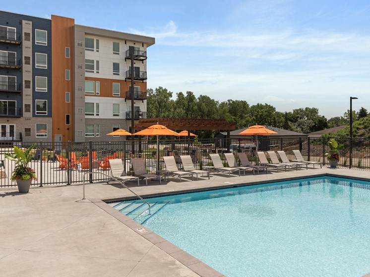 Swimming pool at The Liberty Apartments and Townhomes in Golden Valley, Minnesota