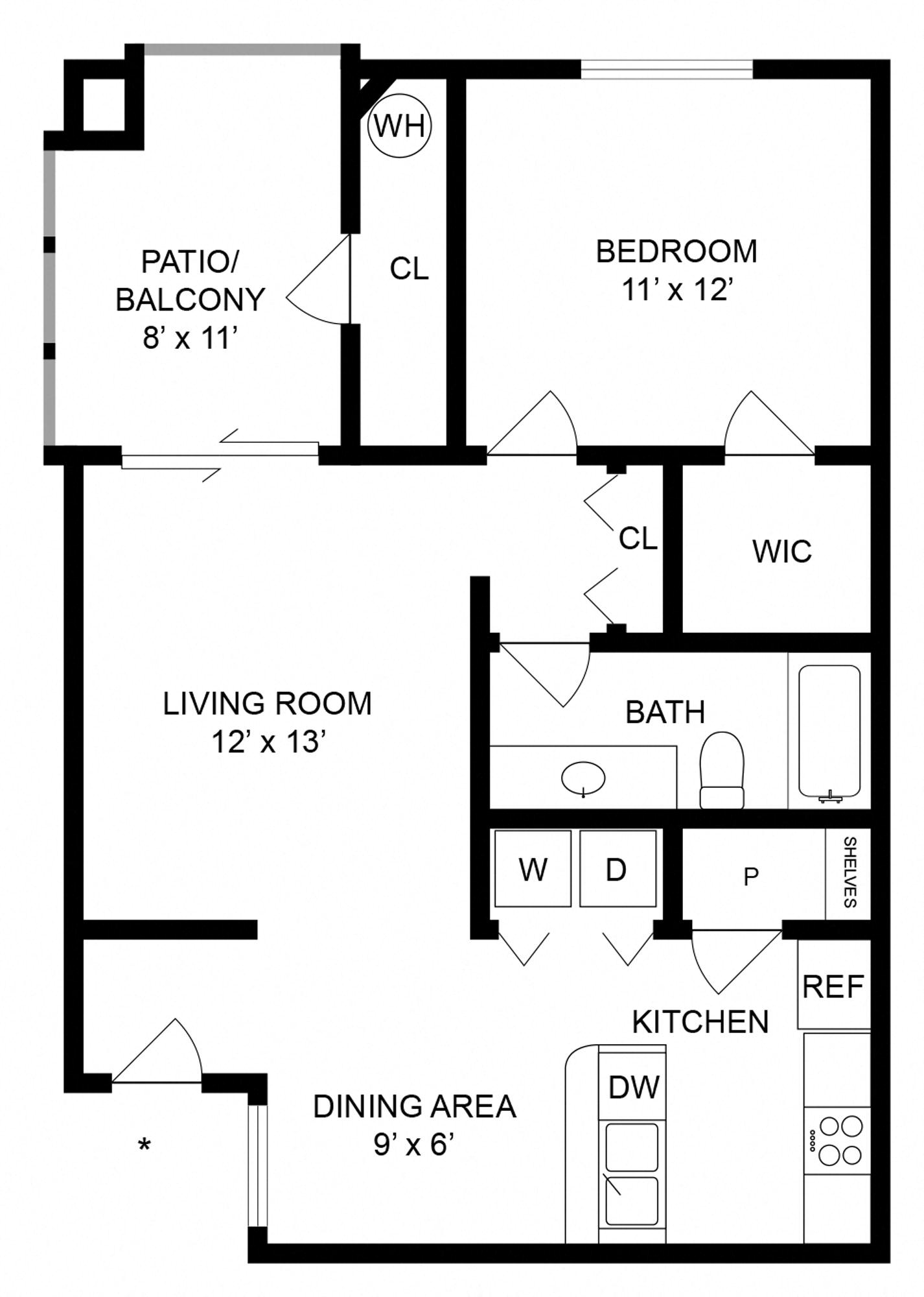 Floor plan layout diagram for 1A