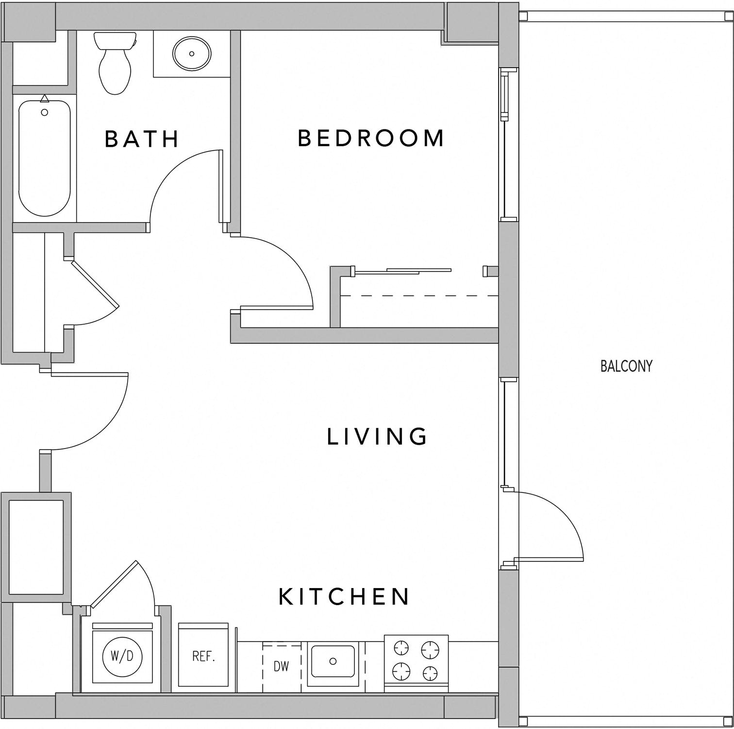 Floor plan layout diagram for 1B