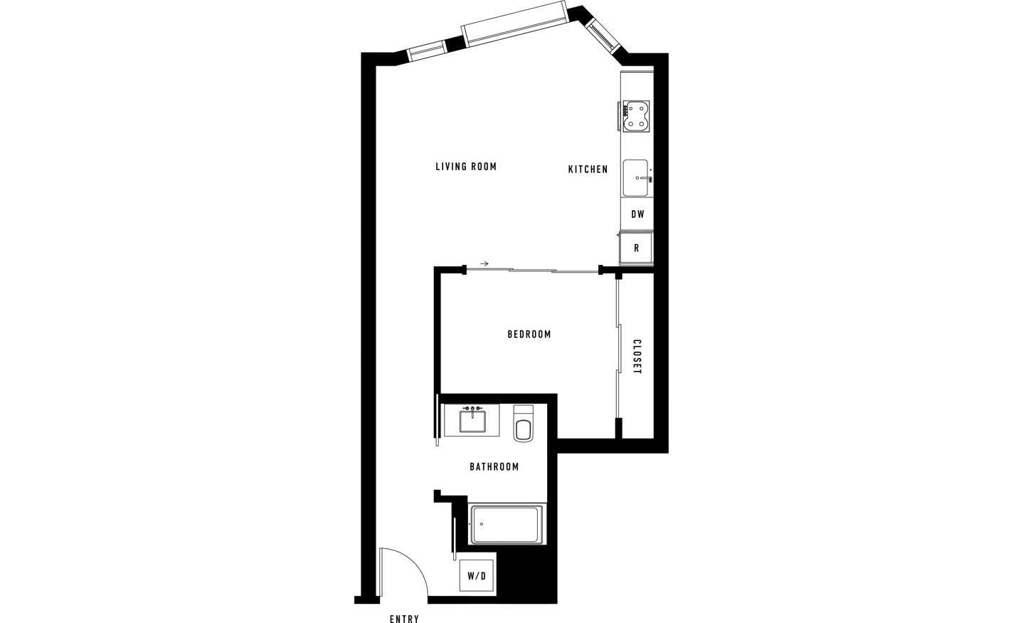Floor plan layout diagram for 1B