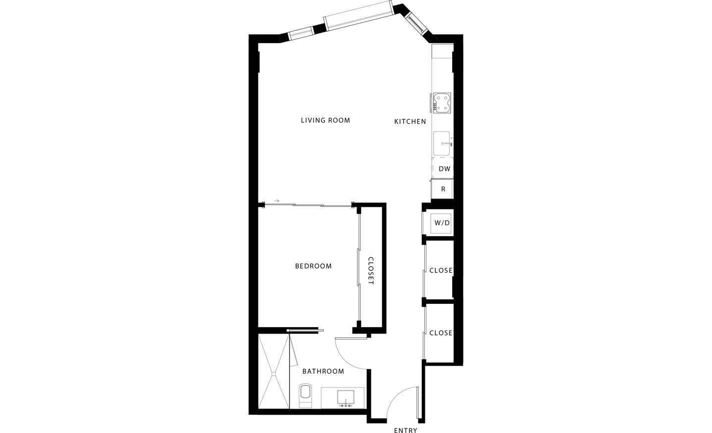 Floor plan layout diagram for 1J