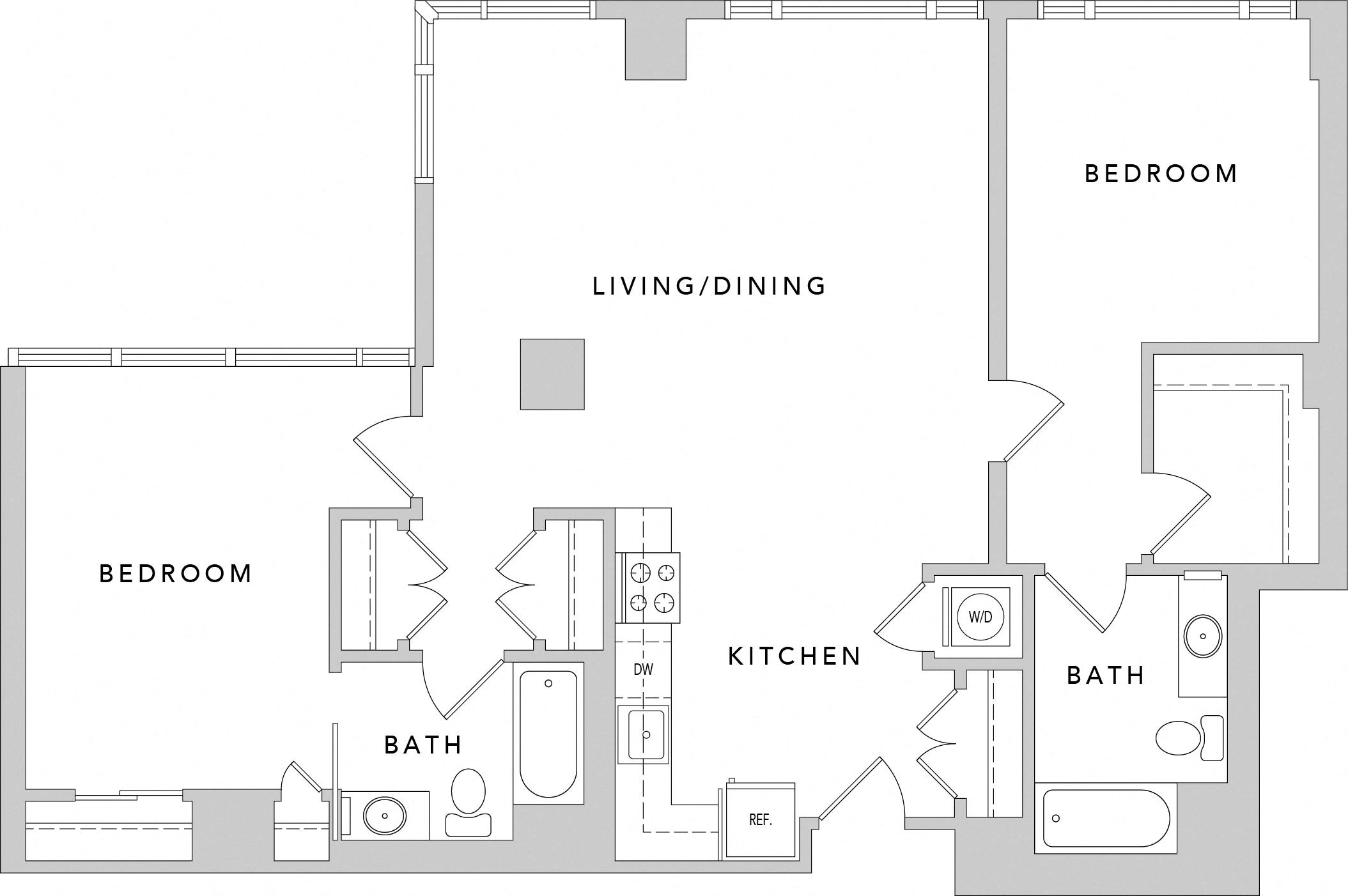 Floor plan layout diagram for 2BP